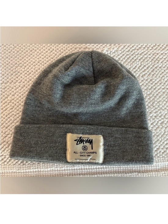 Stussy Other - Stüssy Vintage All City Champs Gray Knit Beanie Hat Logo Patch One Size